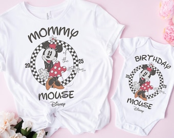 Anniversaire souris T-shirt papa maman de l'anniversaire fille chemise Anniversaire famille chemises Famille T-shirt assorti Anniversaire T-shirt Disney Minnie Mouse