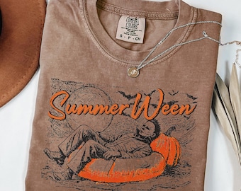 Comfort Colors® Summerween Shirt Funny Summerween Horror Characters Shirt Summerween T-shirt Spooky Summer Tee Waiting For Halloween Tee