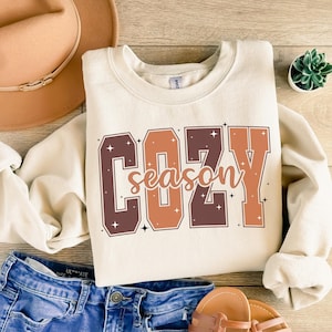 Cozy Season Sweatshirt Retro Fall Sweatshirt Get Cozy Sweatshirt Womens Fall Sweaters Fall Graphic Tee Women Fall Shirt Sweater Weather