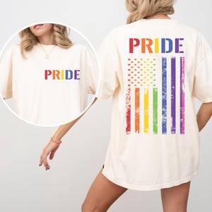 Camiseta com bandeira do arco-íris Comfort Colors® Orgulho Camiseta LGBTQ Camiseta Proud Ally Camiseta Mês do Orgulho Presente LGBTQ Camiseta Parada do Orgulho Lésbica Orgulho Gay