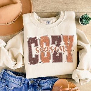 Cozy Season Sweatshirt Retro Fall Sweatshirt Get Cozy Sweatshirt Womens Fall Sweaters Fall Graphic Tee Women Fall Shirt Sweater Weather