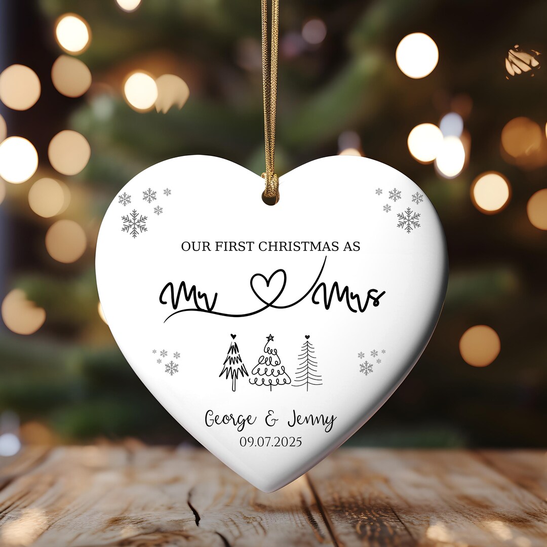Mr Mrs Ornament Wedding Gift Personalized First Christmas Keepsake Our First Christmas Mr & Mrs Ornament Housewarming Gift Mr And Mrs Gift