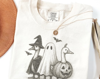 Comfort Colors® Goose Halloween-shirt Goose Ghost Halloween-sweater Goose Pumpkin schattig herfst-T-shirt herfstseizoen Griezelig seizoen Trick or Treat