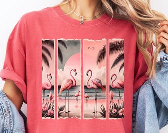 Comfort Colors® Flamingo Shirt Cute Flamingo Shirt Summer Beach Graphic Tee Cool Vacation Shirt Tropical Animal T-Shirt Trendy Women Tee