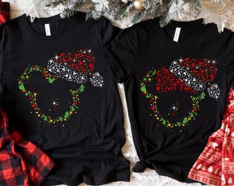 Micky Minnie Maus Weihnachten T-shirt Disney Weihnachten Ferien Familie Passende Shirts Paar Passende Disney Weihnachten Crew