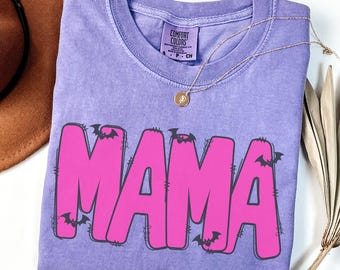 Comfort Colors® Halloween Mama Shirt Mom Halloween Shirt Spooky Mama Shirt Mama Halloween Cute Bat Shirt Cute Mama Outfit Halloween Mom Gift