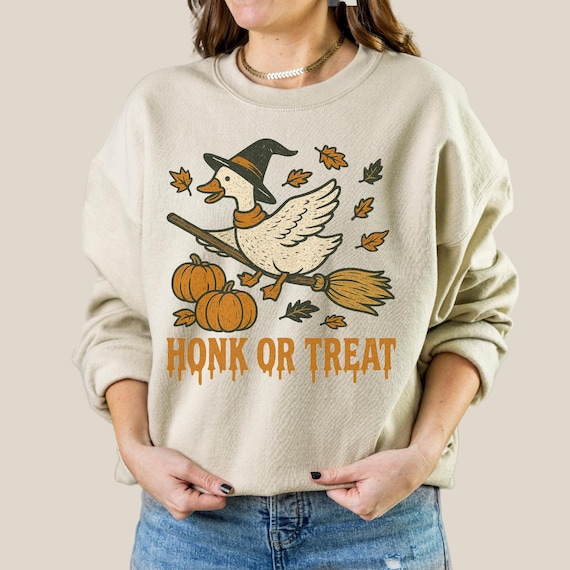 Honk or Treat Halloween Shirt Halloween Goose Shirt Cute Goose Tee Funny Halloween Shirt Halloween Party Tee Trick or Treat Sweatshirt