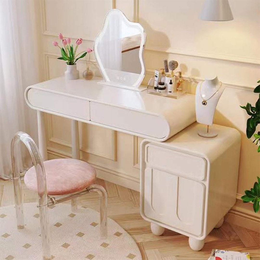 Cream Color Vanity Table All Solid Wood Small Apartment Etsy