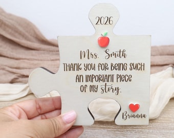 Puzzle Piece Teacher Gift Card Holder,End of Year Teacher Gift,Teacher Appreciation,Last Day of School Gift,Teacher Gift from Student