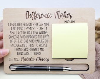 Sticky Note Pad Holder,Difference Maker Gift,Custom Note Pad Holder,You Make A Difference,Corporate Gift,Team Appreciation,Thank You Gift