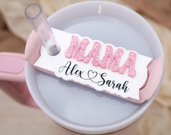Custom Mama Stanley Topper, Personalized Stanley Topper, Gift for Moms, Mama Stanley Tag, Cool Stanley Cup, Custom Name Plate, Mothers Gift