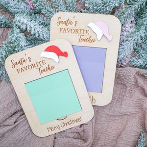 Teacher Sticky Notes Holder,Sticky Note Decor Holder, Teacher Personalized Gifts, Santa's Favorite Teacher, Personalized StickyNote Holder