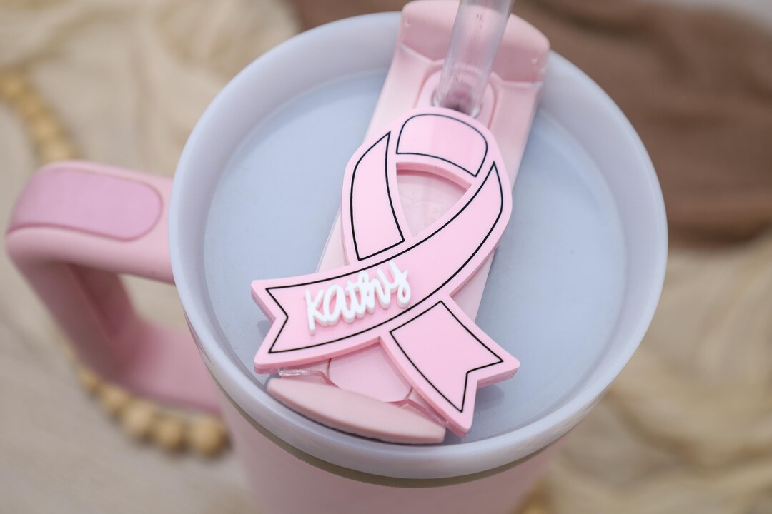 Pink Ribbon Stanley Topper, Breast Cancer Awareness Gift, Custom Name ...