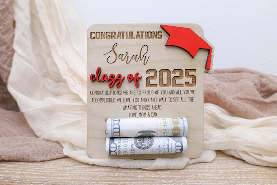 Personalized Graduation Gift Money Holder, Custom 2025 Grad Gift, Cash Holder, Graduation Keepsake, Graduate Unique Gift, Gift for Grad
