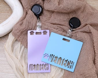 Vet Badge Reel, Vet Office Decor, Pet Lover Gift, Vet ID Badge, Vet Tech Badge Holder, Retractable Acrylic Badge Reel, Vet Student Gift