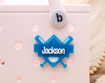 Baseball Name Tag for Kids, Custom Bogg Bag Charm, Personalized Sports Bag Tag, Baseball Mom Gift, Custom Bogg Bag Accessories for Summer