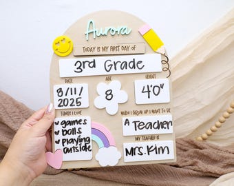 Custom Back to School Sign, Wooden School Board, First Day Photo Prop, Last Day Picture Sign, Kids School Memory Board, Last Day of School