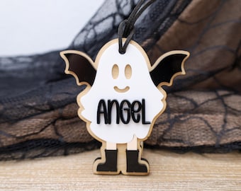 Kids Halloween Basket Tag: Ghost Acrylic Name Tag