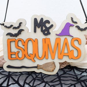 Wooden Teacher Door Hanger – Personalized Halloween Classroom Sign