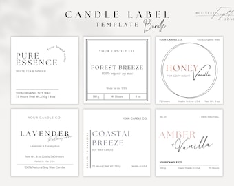 Editable Candle Label Template Bundle | Modern Candle Jar Stickers | DIY Custom Candle Labels for Branding | Canva Template for Candle Maker
