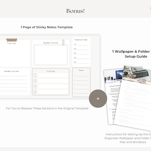 Desktop Organizer Wallpaper 2026 For Business, Weekly Schedule Planner, Monthly Calendar, Folder Icon, Digital Sticky Notes, Mac & Windows