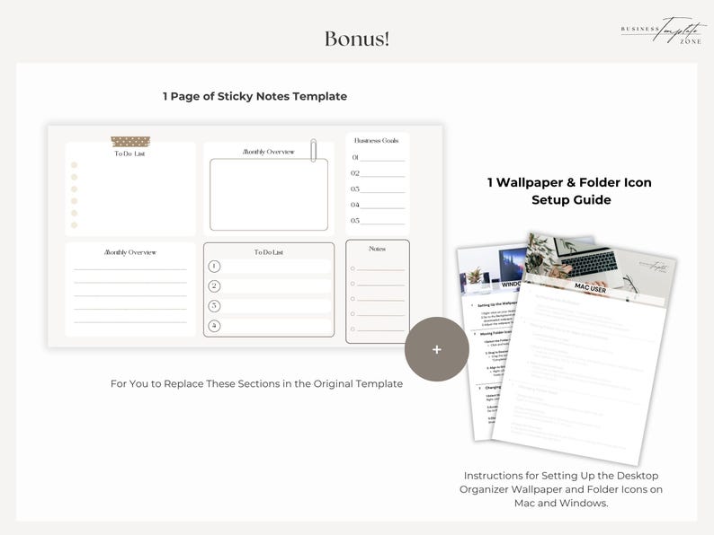 Desktop Organizer Wallpaper 2026 For Business, Weekly Schedule Planner, Monthly Calendar, Folder Icon, Digital Sticky Notes, Mac & Windows