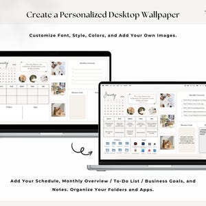 Desktop Organizer Wallpaper 2026 For Business, Weekly Schedule Planner, Monthly Calendar, Folder Icon, Digital Sticky Notes, Mac & Windows
