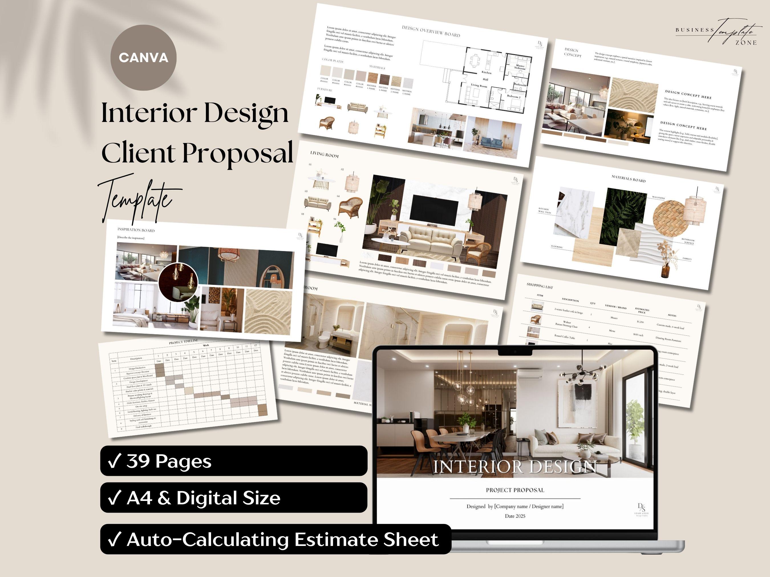 Interior Design Client Onboarding Proposal Template | Services Pricing ...