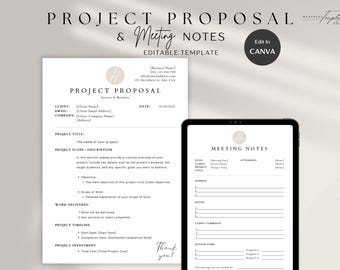 New Client Business Project Proposal & Meeting Agenda Template, Creative Onboarding Form, Service Business, Designer, Project Management