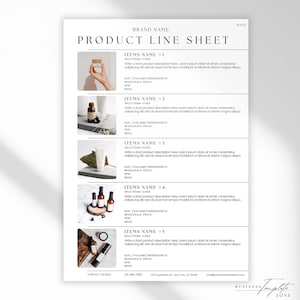 Modello di scheda di linea di prodotti modificabile, modulo d'ordine all'ingrosso, catalogo prodotti, listino prezzi stampabile, scheda di esposizione dei prodotti per la cura della pelle, Canva