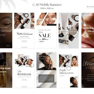 Skincare Website Banners Template Set For Skin Care Online Store Web Banner, Pre-made Shopify Wix Banners, Beauty Branding, Makeup, Canva