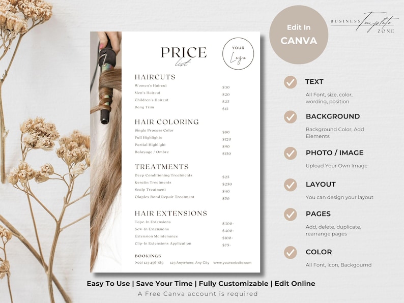 Image 10 for Salon Service Menu Template