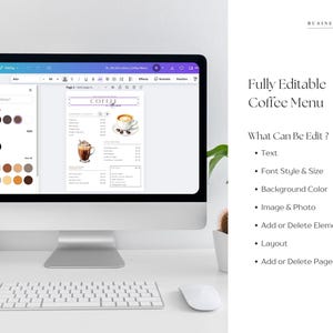 Coffee Menu Template, Editable Cafe Price List, Drink Menu Sign, Espresso List, Coffee Shop Board, Restaurants Bars, A4, A5, US Letter, 5x7