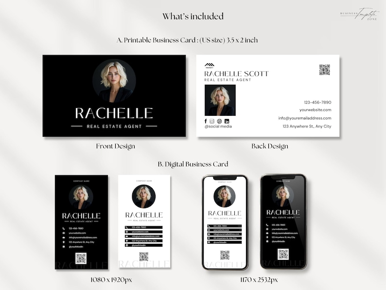 Luxury Real Estate Agent Business Card, Printable and Digital Card ...
