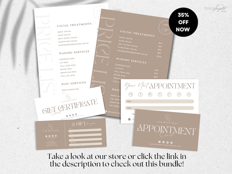 Minimalist Small Business Price List Template, Printable Beauty Salon Price Sheet,Editable Canva Template, Nail Service, 5x7 US Letter A4 A5 image 5