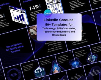 Canva-sjablonen voor LinkedIn-carrousel. Black Linkedin-carrouselposts: het beste voor B2B, SaaS, cyberbeveiliging, technologieconsultants en bedrijven.