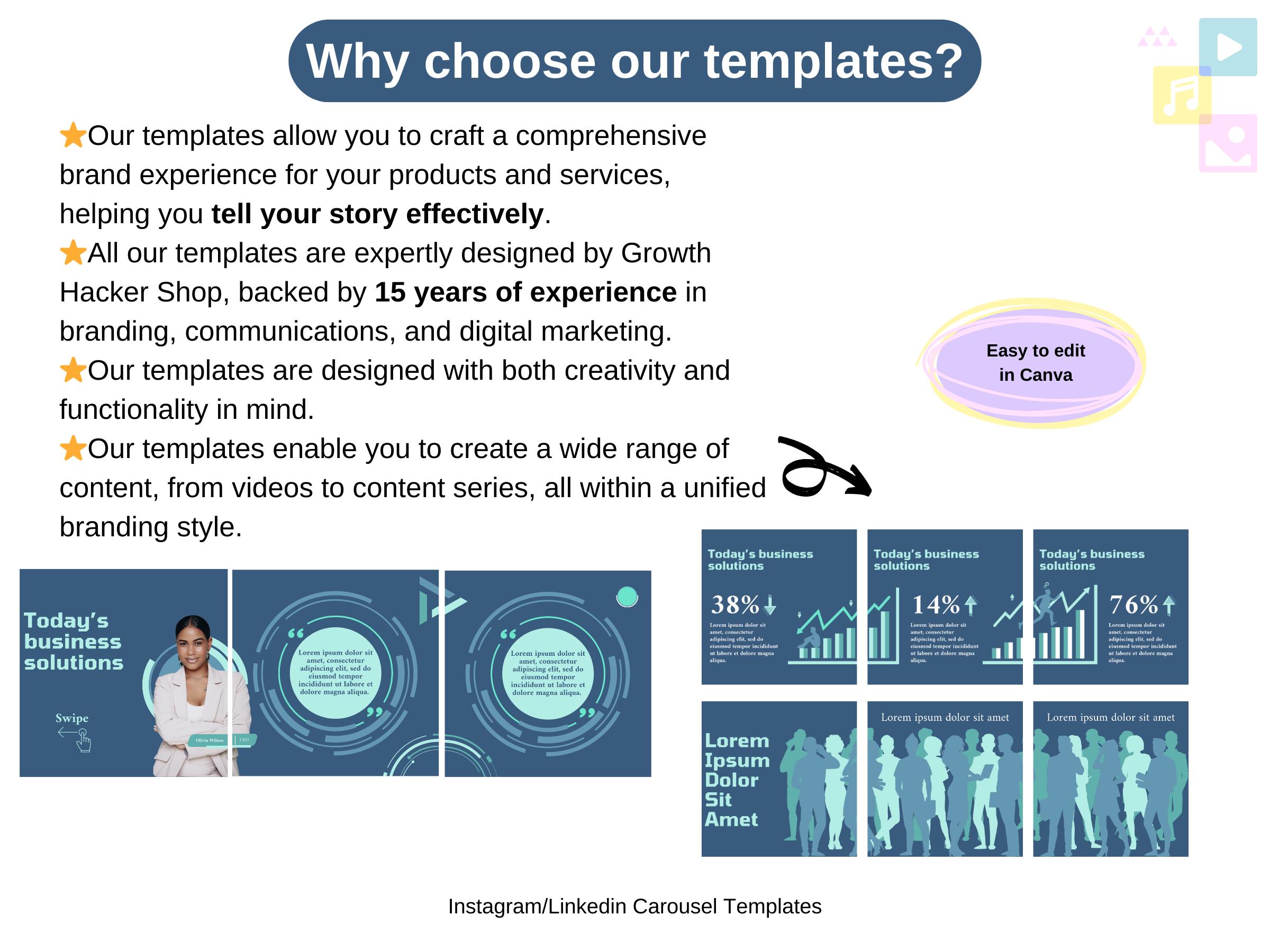 Seamless Linkedin Carousel Posts Canva Templates. Best for Technology ...