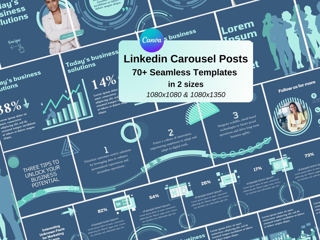 Seamless Linkedin Carousel Posts Canva Templates. Best for Technology ...
