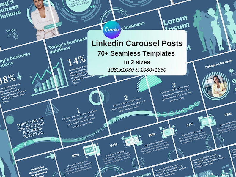 Seamless Linkedin Carousel Posts Canva Templates. Best for Technology ...