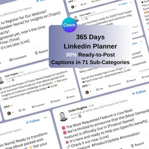LinkedIn Planner, Social Media Plan 2025, 365 LinkedIn Posts Ideas for Lead Magnet. Best for SaaS, Technology Companies.