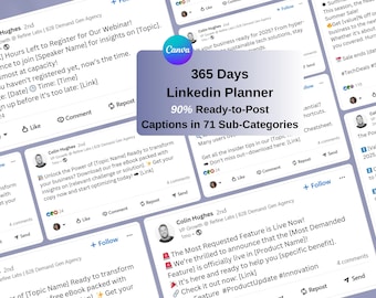 LinkedIn Planner, Social Media Plan 2025, 365 LinkedIn Posts Ideas for Lead Magnet. Best for SaaS, Technology Companies.