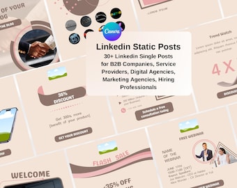 Beige LinkedIn Post Templates: B2B Social Media (Canva Editable)
