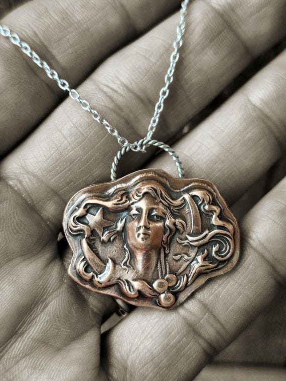 Mixed Metal Art Nouveau Necklace