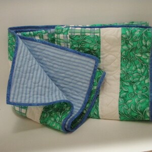 Blue Green Baby Quilt Toddler Nap Quilt Idaho 36 x 48 image 4