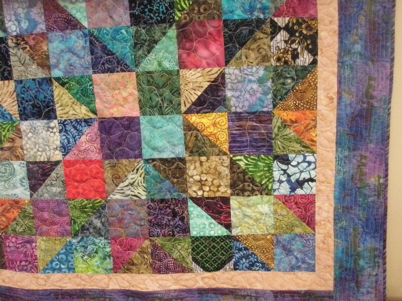 Queen Quilt Handmade Patchwork Batik Masculine Idaho Etsy