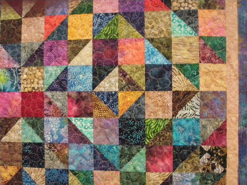 Queen Quilt Handmade Patchwork Batik Masculine Idaho Etsy Queen Quilt Handmade Patchwork Batik Masculine Idaho Etsy