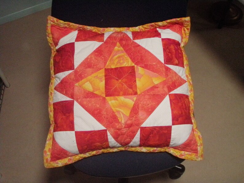 Tangerine White Quilted Pillow Cover Sham Fire and Ice Etsy