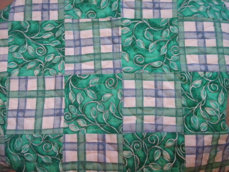 Blue Green Baby Quilt Toddler Nap Quilt Idaho 36 x 48 image 1