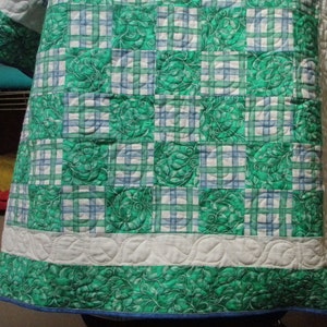 Blue Green Baby Quilt Toddler Nap Quilt Idaho 36 x 48 image 2