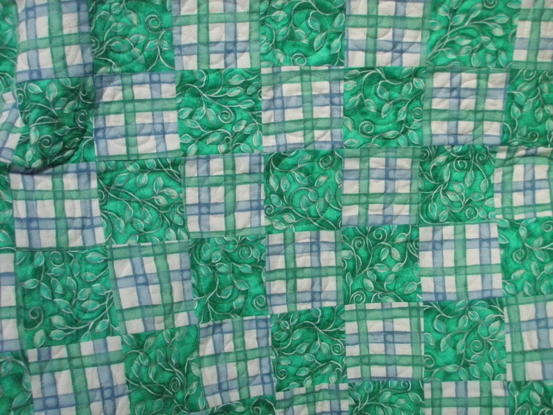 Blue Green Baby Quilt Toddler Nap Quilt Idaho 36 x 48 image 3